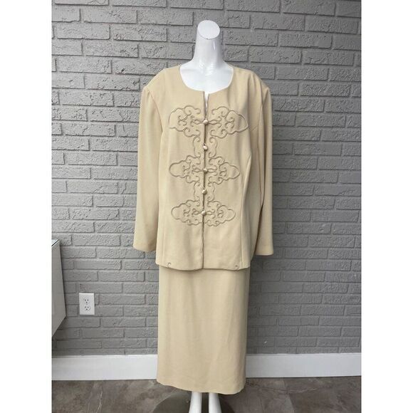 Donna Morgan Women Embroidered 2 Pcs Skirt Suit Set Size 22 - Picture 1 of 9